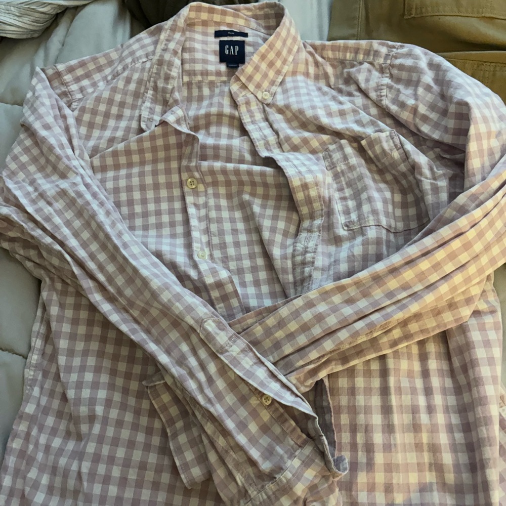 GAP Men's Light Pink Gingham Shirt
